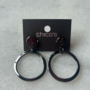 Chicos Black Metal Statement Earrings